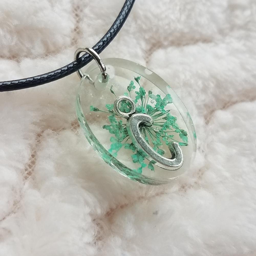 Floral Initial Necklace, Handcrafted NWOT